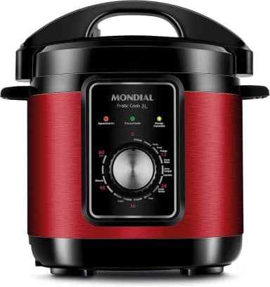 Panela de Pressão Elétrica 3L, Mondial, Vermelho/Inox, 700W, 110V - PE-47-3L-RI