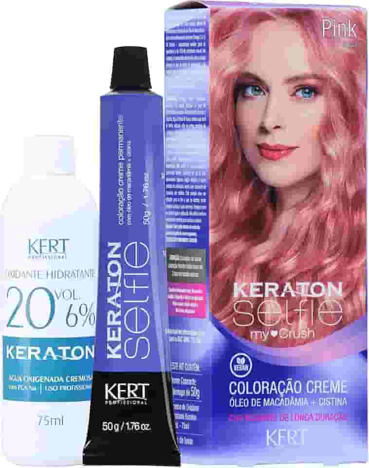 KERT Coloração Permanente Em Creme Para Cabelos Com Cistina E Óleo De Macadâmia Selfie My Crush 50G Keraton Pink/Rosa