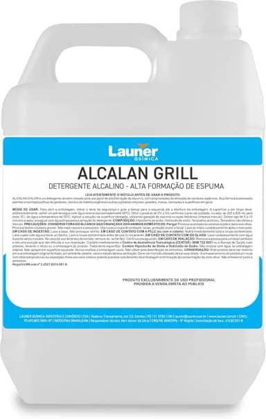 Alcalan Grill Limpador Desengordurante para Cozinha para Fogões, Grelhas e Churrasqueiras - Launer 5L