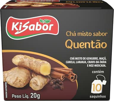 Kisabor, Chá de Gengibre, Chá Quentão, Para infusão, 20 Gramas com 10 Saquinhos