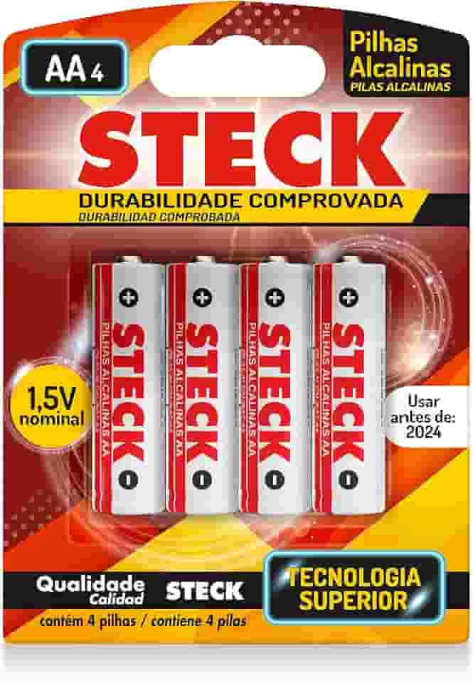 Pilhas Alcalinas 1.5V Tipo Aa Steck Pack C/ 4 Unidades Steck