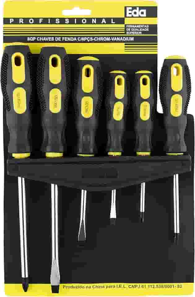 EDA Chaves De Fenda E Phillips Cromo Vanádio Jogo Com 6 Peças Eda