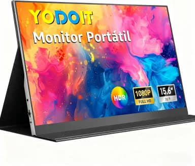 Yodoit Monitor Portátil 15,6' 1080P 100% SRGB FHD Tela com Porta USB Tipo C HDMI com Capa Inteligente Compatível com Laptop, PC, MacBook, Xbox, PS5, Phone