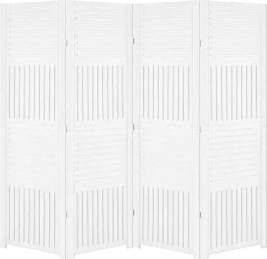 Biombo Pintado Divisoria Separador de Ambiente MDF Preto ou Branco (Branco, 4 Horizontal Vertical)