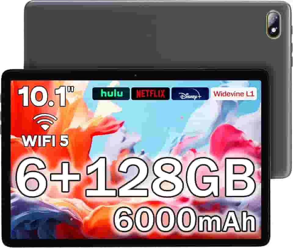 Kinstone Tablet Android 12 – 10 polegadas, 6 GB de RAM + 128 GB de ROM, 1 TB expandido, Wi-Fi 5G, câmera de 5 MP, bateria de 6000 mAh, tablet para jogos, tela IPS de 1280 x 800