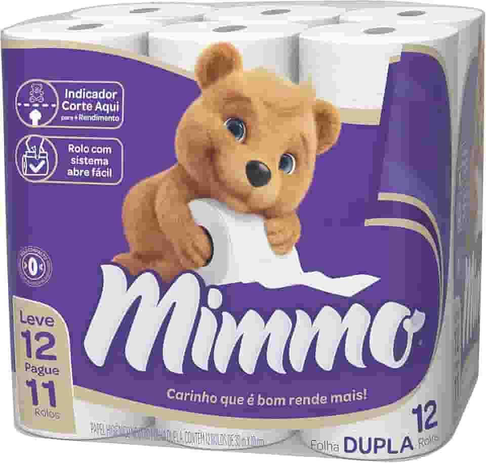Mimmo Papel Higiênico Folha Dupla, 30m, Leve 12 Pague 11 Rolos