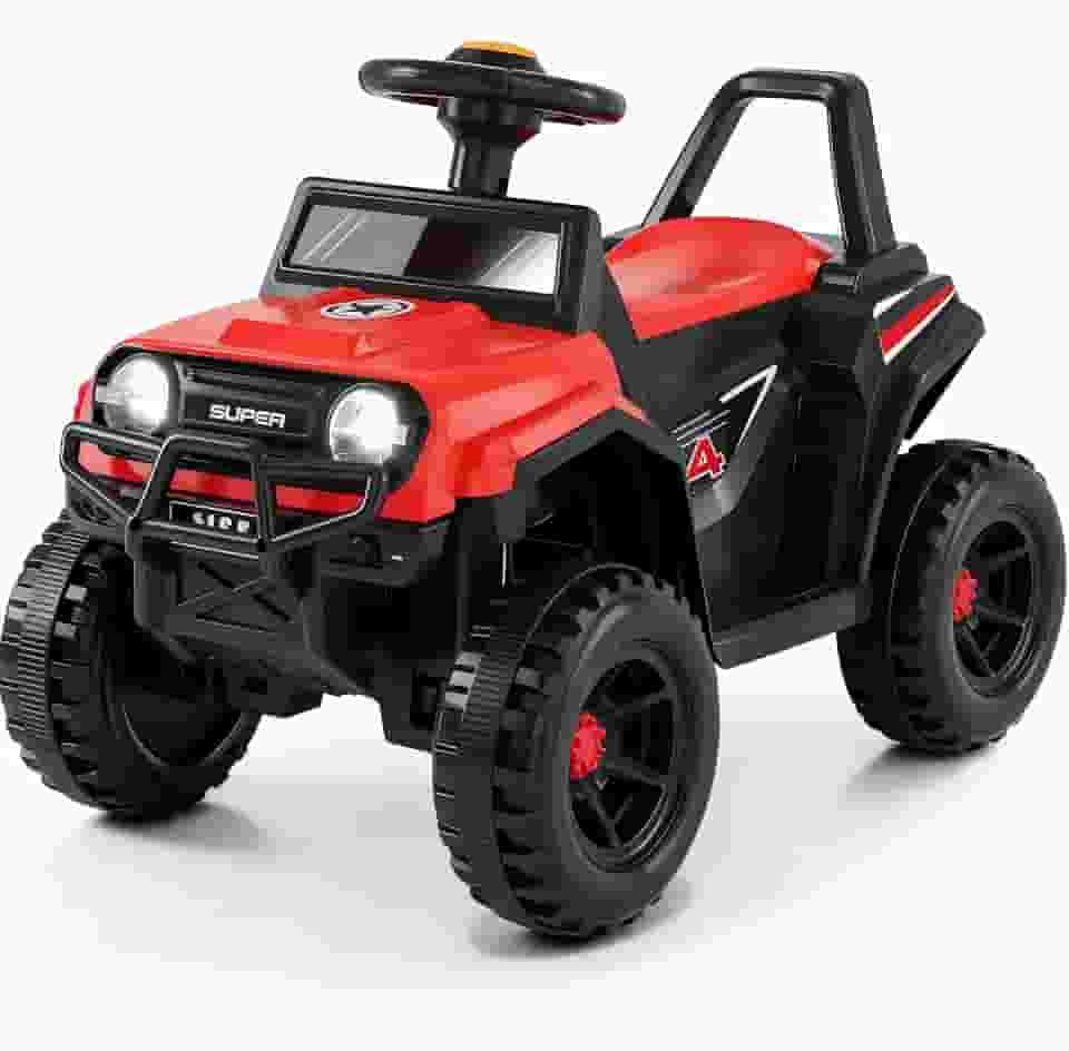 Carro Elétrico Infantil 6V Jipe Off-Road com Rodas Grandes URBANIUS, Luzes, Buzina e Som, Aceleração por Pedal, Certificação INMETRO, 1 a 4 Anos, Até 30 kg