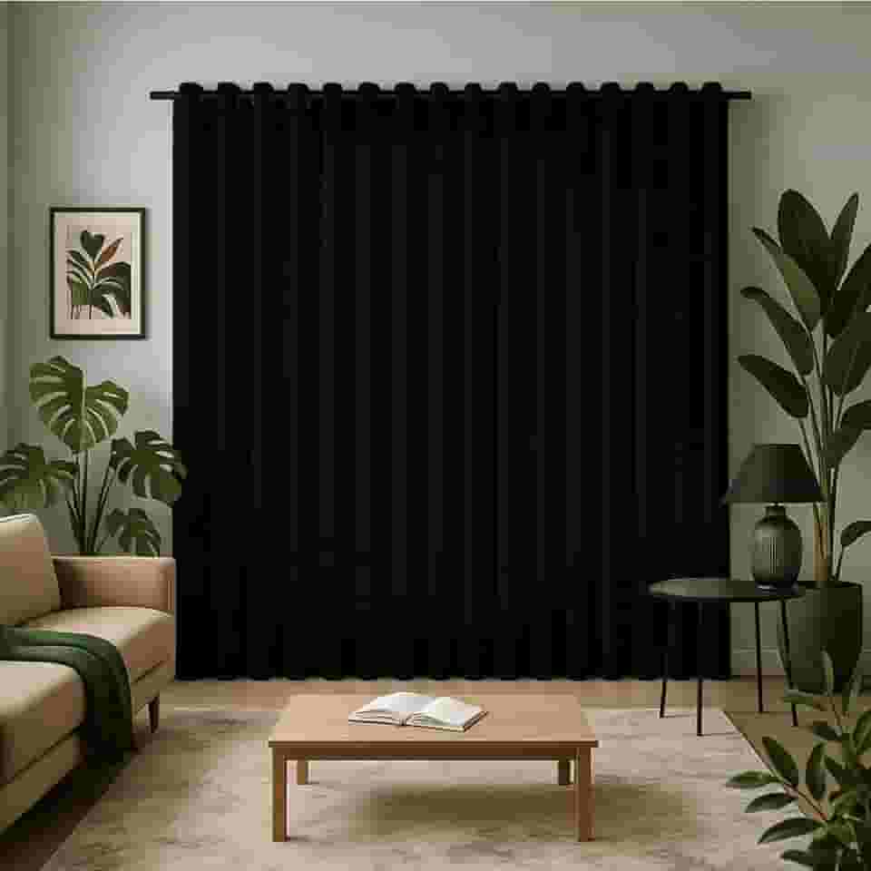 Cortina 3 Metros 300x250 Para Varão Serve em Sala, Quarto Tecido Oxford (Preto)