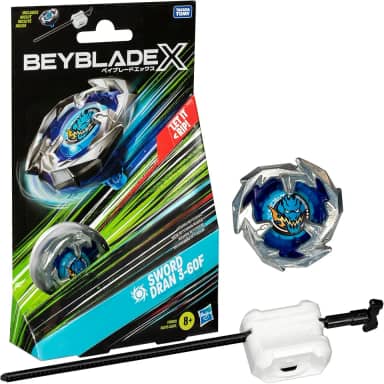 Beyblade X, Pião, Sword Dran 3-60F - Conjunto de Brinquedo Tipo Ataque, Giro à Direita, Inclui Lançador - A partir de 8 Anos