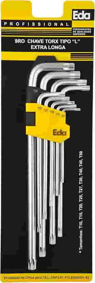 EDA Chaves Torx Tipo L 9 Peças Extra Longas Eda