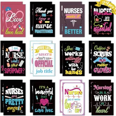 24 cadernos pretos de 2024 presentes de semana de enfermeiras – Mini blocos de notas de bolso para apreciação, graduação, estudante de medicina, enfermagem, escritório, artigos de festa