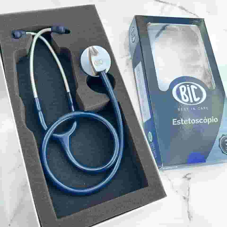 Estetoscópio Adulto Unisson Standard Azul BIC - Ideal para Estudantes Enfermagem e Veterinária