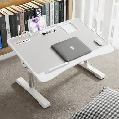 Mesa de Colo Multiuso Premium – Ajuste de Altura e Ângulo, Ideal para Trabalho, Jogo, Leitura e Refeições na Cama ou Sofá (Cinza - Altura ajustável e reversível)