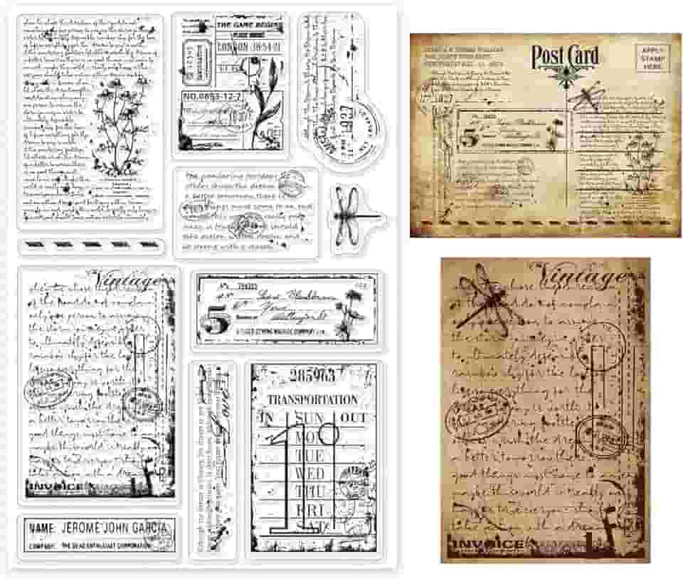 Carimbos claros vintage para decoração de álbuns de recortes, margaridas vintage, libélula, presentes, selos transparentes de silicone para fazer cartões, álbum de fotos, decoração