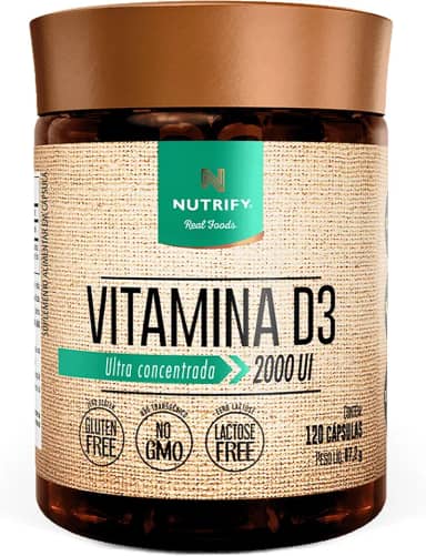 Nutrify - Vitamina D3 120 Caps - 50mcg por Cápsula - Saúde Óssea e Imunidade - Sem Glúten
