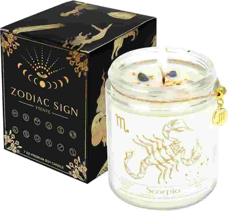 Presente de velas do signo do zodíaco escorpião, frasco de velas de cristais do zodíaco, velas de soja perfumadas de lavanda astrologia, melhores amigos, presentes para mulheres, homens, irmã e