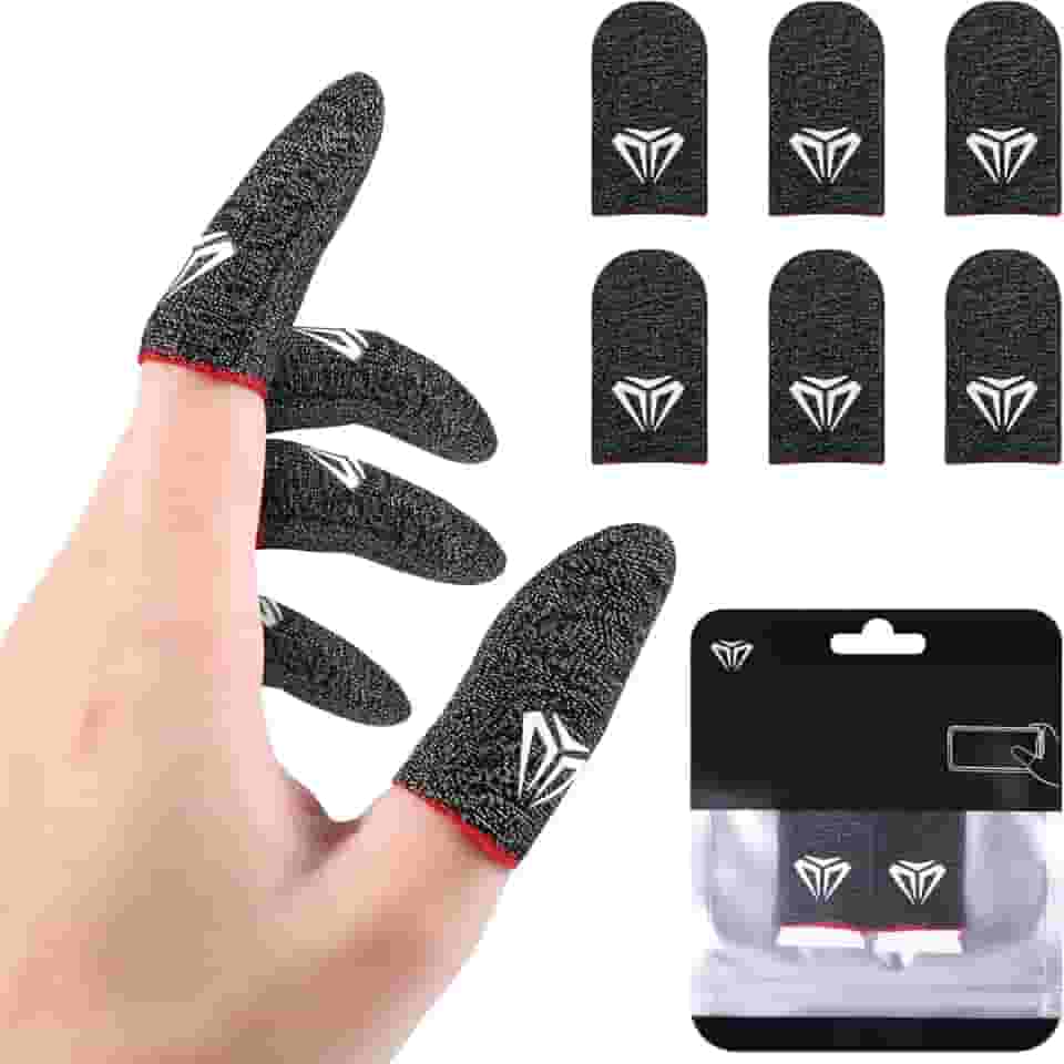 Kit 6 pçs Luva De Dedo Gamer Linha Pro Fibra de Prata 2025 linha Profissional Pra Jogar Jogos Semi Pro Para Jogar COD Mobilie Beehive Wasp, anti suor, Premium, luva v8