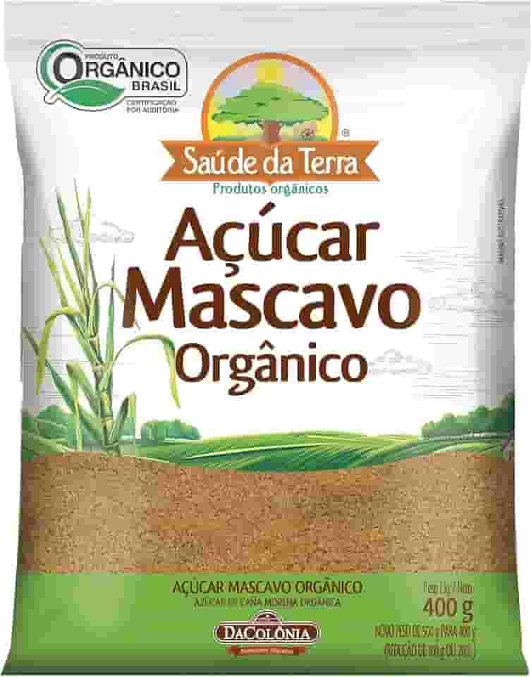 Saude da Terra Açúcar Mascavo Orgânico, Produto Orgânico Certificado Brasil, 400g, Glúten Free, Açúcar de Cana Morena Natural