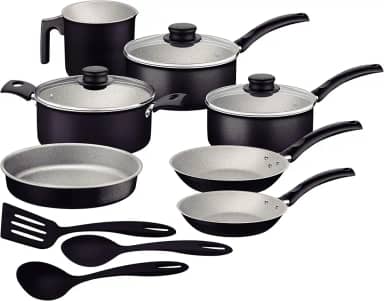 Jogo de Panelas Tramontina Turim em Alumínio com Revestimento Interno e Externo em Antiaderente Starflon Max Preto 10 Peças