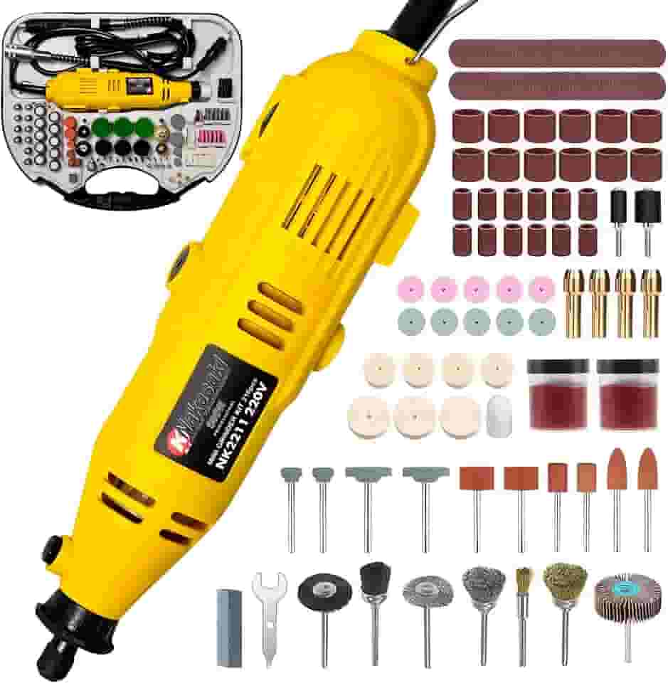 Led Tools Mini Retífica Profissional 500W 210 Pçs Maleta Completa Amarela - 110V