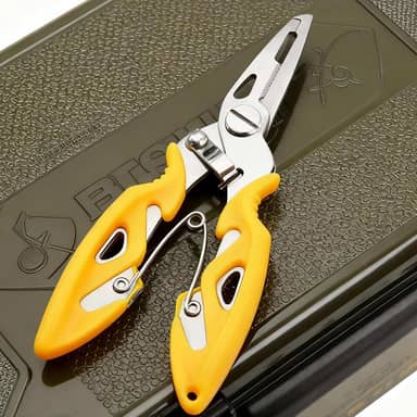 Alicate de pesca dobrado de aço inoxidável, com alça antiderrapante, ferramenta para pesca em água salgada/doce e uso ao ar livre