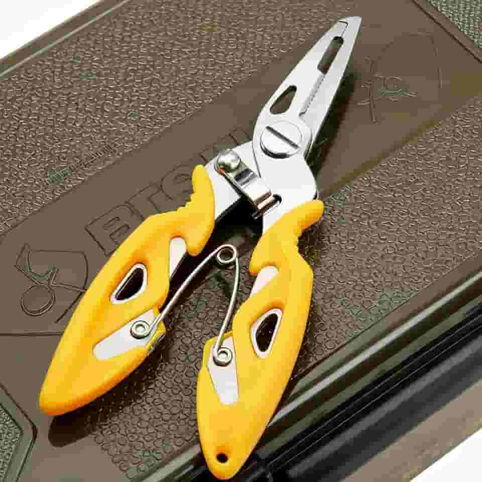 Alicate de pesca dobrado de aço inoxidável, com alça antiderrapante, ferramenta para pesca em água salgada/doce e uso ao ar livre