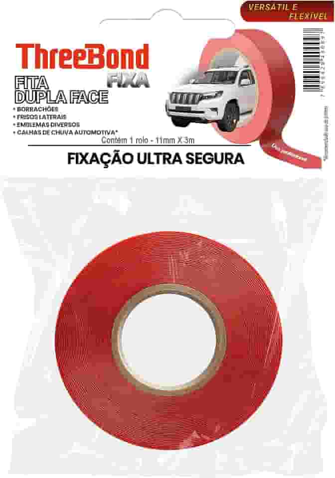 Fita Dupla Face Automotiva ThreeBond 11mm x 3M | Frisos, Emblemas, Borrachões | Resistente Vibração e Impacto | Fixação Permanente