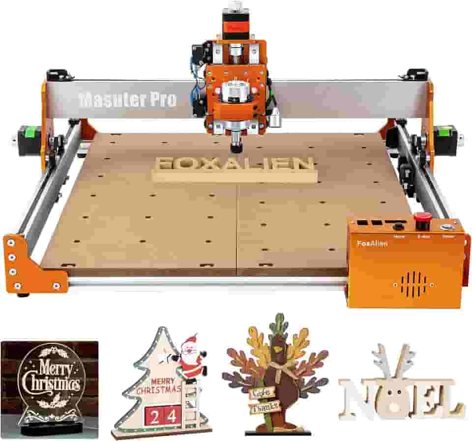 FoxAlien Máquina Roteadora Masuter Pro Cnc, Fresadora de 3 Eixos Atualizada, Fresadora de Metal para Madeira, Acrílico, Mdf, Corte de Escultura Em Nylon