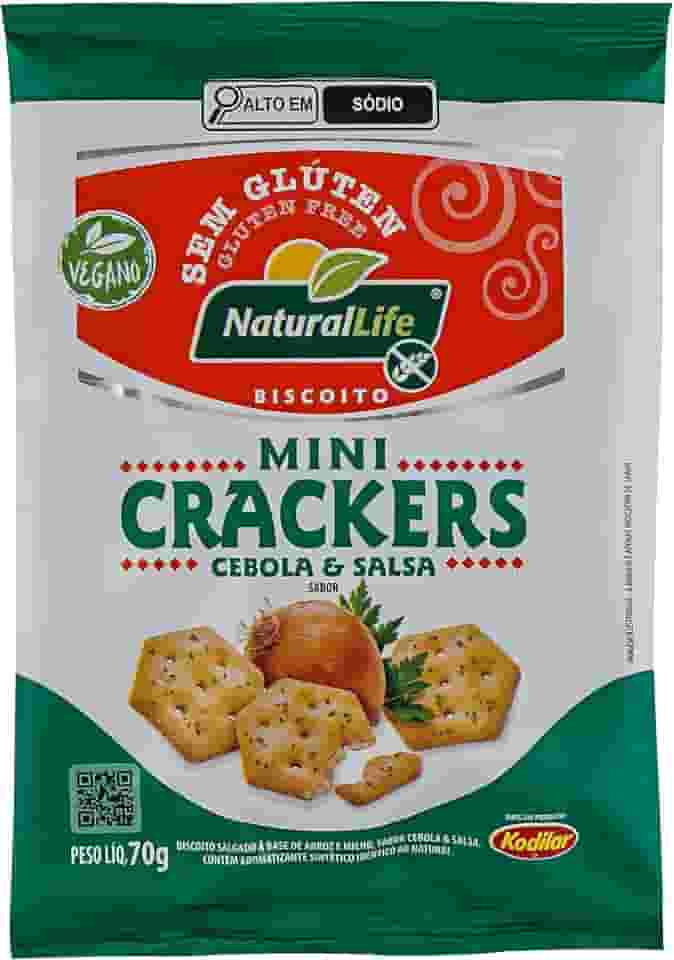 Biscoito Mini Crackers Natural Life - Sabor Cebola e Salsa - Sem Glúten - Vegano - 70g