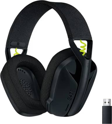 Headset Gamer Sem Fio Logitech G435 LIGHTSPEED, Conexão USB e Bluetooth, Design Leve e Confortável, Microfone Embutido, Bateria de até 18h - Compatível com Dolby Atmos, PC, PS4, PS5, Mobile – Preto