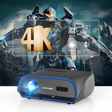 Projetor de alta luminosidade 1800 ANSI Lumens, HDR10+,compatível com 4K, WiFi6 e Bluetooth,Smart Android TV com aplicativos, 2 HDMI,para visualização à luz do dia, jogos com baixo atraso de entrada