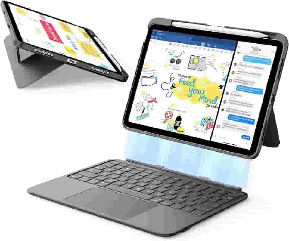 ESR Capa com teclado flexível para iPad (A16) 11ª/10ª geração, teclado magnético ultraleve destacável para iPad de 10,9 polegadas com modos de gravação/visualização, trackpad de precisão maior, cinza