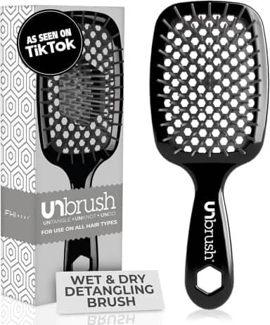 FHI Heat Escova desembaraçadora UNbrush para escovar sem dor em todos os tipos de cabelo molhado ou seco — cerdas antiestáticas DuoFlex duráveis, cabo leve, escova de cabelo ventilada, cinza