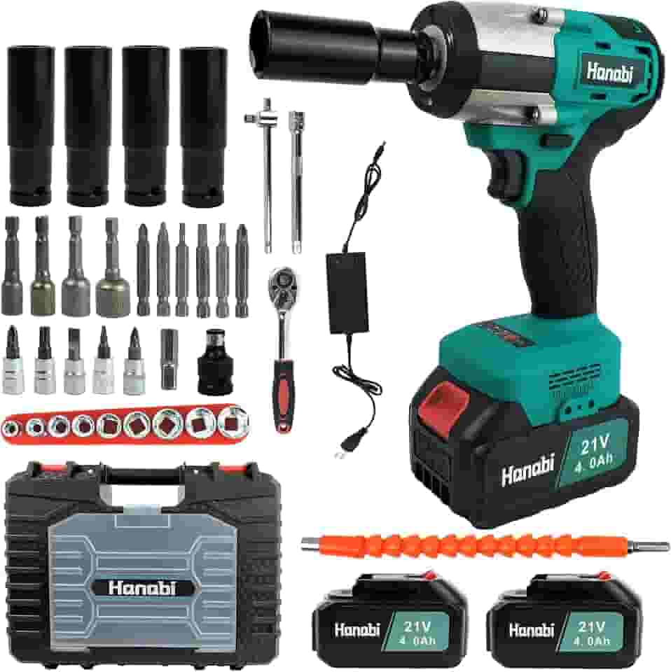 Chave De Impacto 13mm Brushless 500nm 2 Baterias Portátil Hanabi