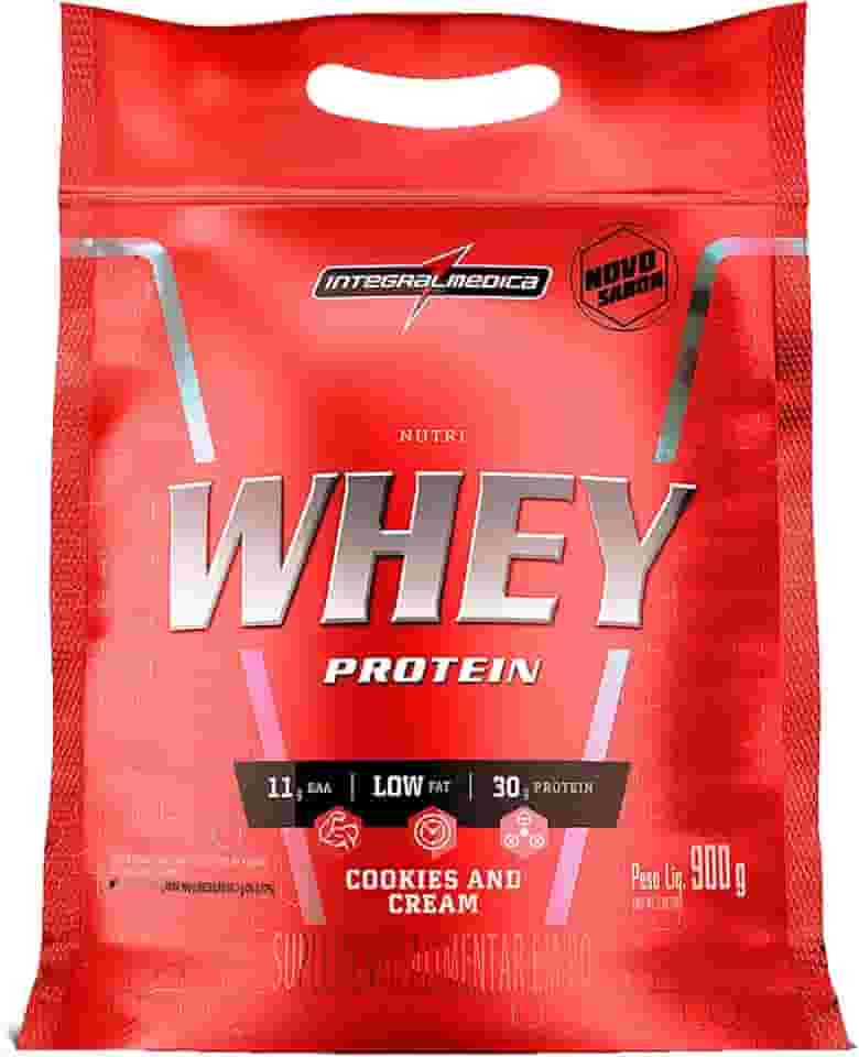 Integralmedica - Hipercalórico - Nutri Whey Protein Cookies & Cream - Pouch 900g - Fonte de Proteínas e Carboidratos - Suplemento Alimentar, Ganho Muscular e Recuperação Pós-Treino - Super Mass Gainer
