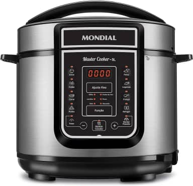 Panela de Pressão Elétrica Digital 5L, Mondial, Preto/Inox, 900W, 220V - PE-38