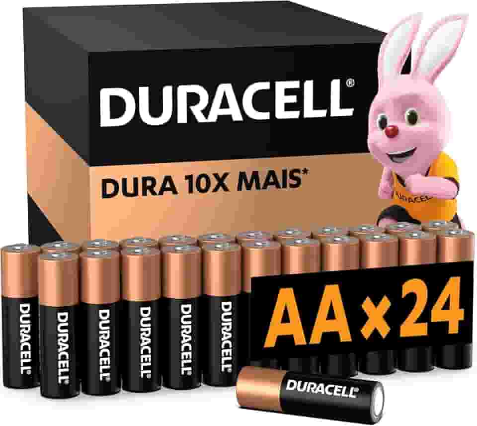 Duracell Pilhas Alcalinas AA Pequena Pack 24 Unidades – Dura até 10x Mais – Ideal para Controle de Videogame e Brinquedos