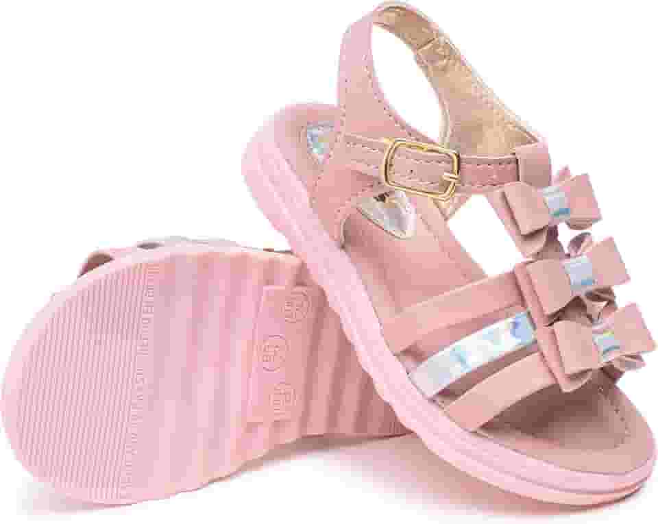 Sandália Infantil Menina Moda Princesa Laços, Branca, Rosa, Ouro, Leve e Confortável, 20 ao 27