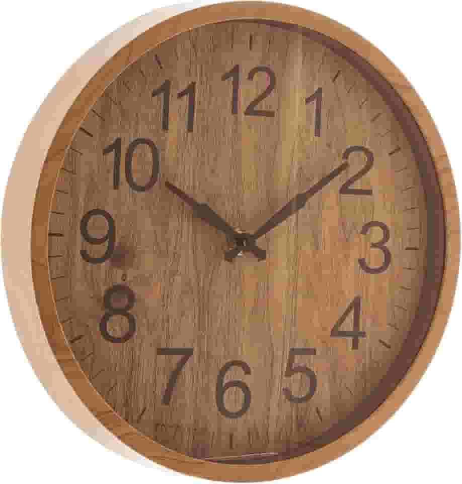 LYOR - Relógio de Plástico para Parede Wood 25,4cm x 3,8cm