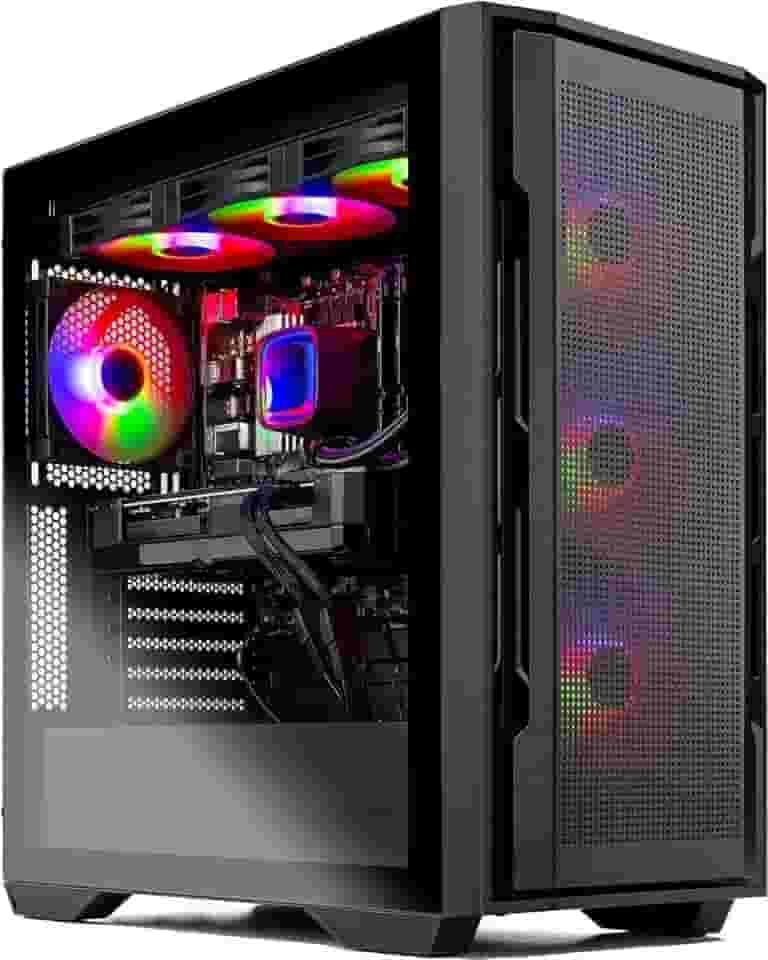 Computador de mesa para jogos Skytech Rampage, Ryzen 7 9700X 3,8 GHz (5,5 GHz Turbo Boost), NVIDIA RTX 5070 Ti 16GB GDDR7, SSD Gen4 de 1TB, RAM DDR5 de 32 GB, 5600 RGB, PSU dourada de 850 W, ARGB AIO