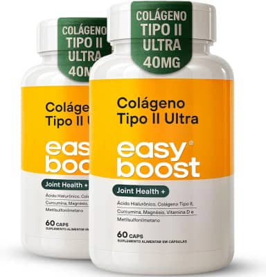 Kit 2x Colágeno Tipo 2 Ultra Easy Boost com Ácido Hialurônico + Vitamina D3 + Magnesio + MSM + Curcumina 60 capsulas total de 120 caps