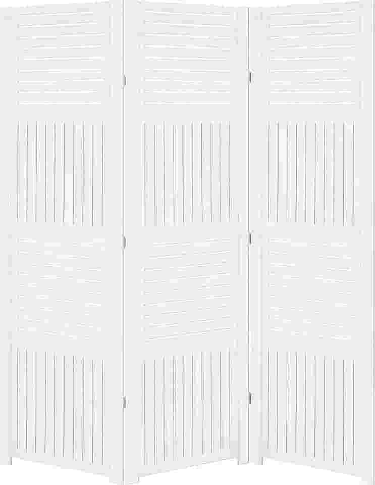 Biombo Pintado Divisoria Separador de Ambiente MDF Preto ou Branco (Branco, 3 Horizontal Vertical)