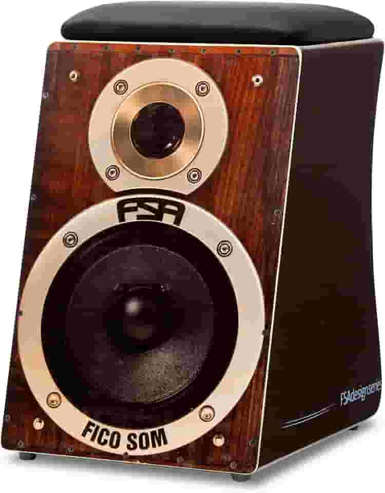 Cajon FSA Instrumento de Percussão Profissional Feito à Mão - Graves Profundos, Som de Caixa Nítido, Madeira Brasileira, Design Ergonômico de Inclinação FC6619 SPEAKER