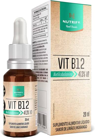 Nutrify Vitamina B12 Gotas - Sabor Limão e Morango - Alta Concentração e Forma Natural - Ideal para Vegetarianos