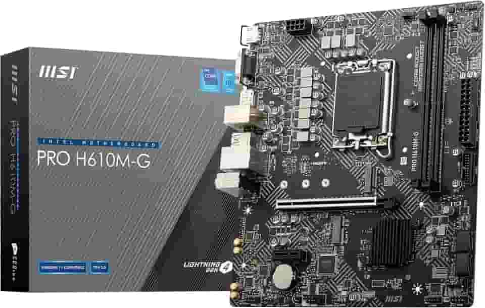 MSI Placa-mãe PRO H610M-G, Micro-ATX - Suporta processadores Intel Core de 12ª e 13ª geração, LGA 1700 - Impulso de memória DDR5 4800MHz/MAX, slot PCIe 4.0 x16, slot M.2 Gen3