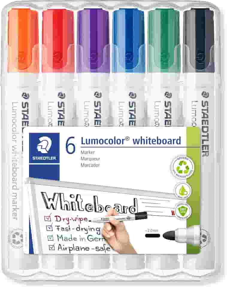Marcador de Quadro Branco, Staedtler, Lumocolor, 351 WP6 03, 6 Cores