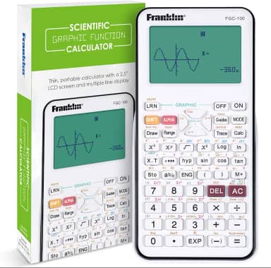 Franklin Calculadora gráfica científica com 3 modos de operação - calculadora científica inclui 20 gráficos integrados - ideal para cursos iniciantes e avançados com capa protetora - branca