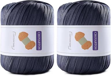 Pacote com 2 fios de ráfia para crochê, fio de algodão macio para crochê, bolsa de praia de verão, 228 jardas/fio de papel de fita de 100 g para iniciantes, bolsa de tricô manual DIY (azul tibetano)
