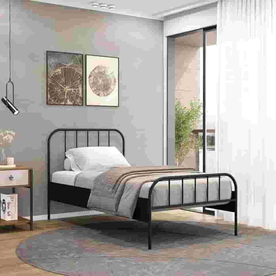 Cama Solteiro 88cm Tubular Julia Yescasa Preto