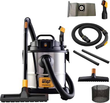 WAP Aspirador de Pó e Água Barril GTW INOX 20, Compacto, 20 Litros, com Filtro Lavável, 160mbar 1600W 220V